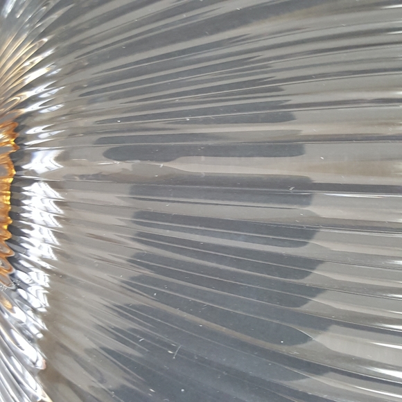 Vintage Glass Ribbed Serving Platter Gold Handles - Picture 7 of 7